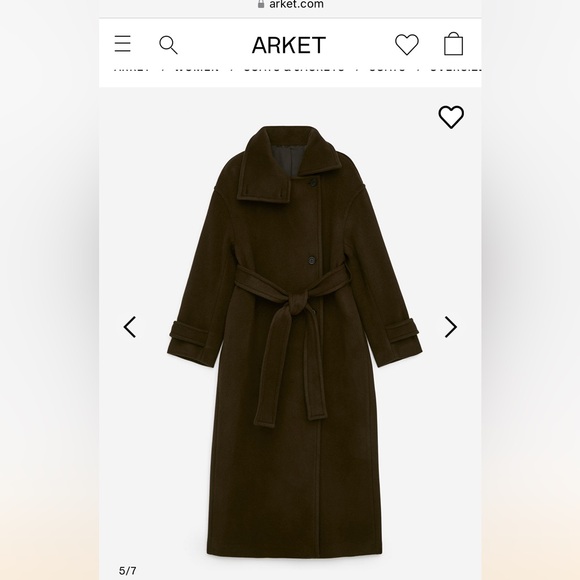 NWT Arket Oversized Belted Wool Trench Coat Size 0 - Picture 5 of 8
